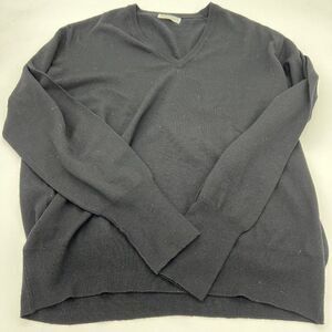 Aquascutum 100% Wool Sweater Long Sleeve Size Large Black Made in Scotland
